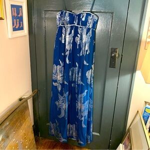 Aidan Mattox silk strapless maxi